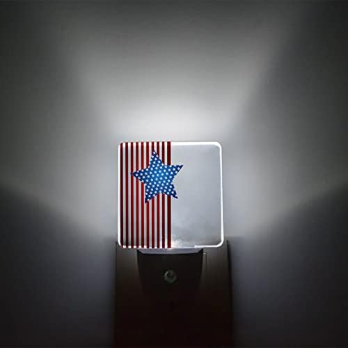 Çocuklar için gece lambası, Bağımsızlık Günü bayrak Günü özgürlük mavi yıldız ve Çizgili LED gece lambası ışık sensörleri