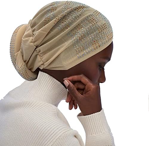 Tam Vücut Parlak Rhinestone kadın Türban Kap Nefes Afrika Wrap Başkanı Bonnet Kadın Sıkı Müslüman Başörtüsü Altında