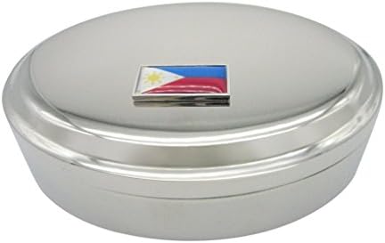 İnce kenarlı Filipinler bayrağı kolye Oval biblo mücevher kutusu