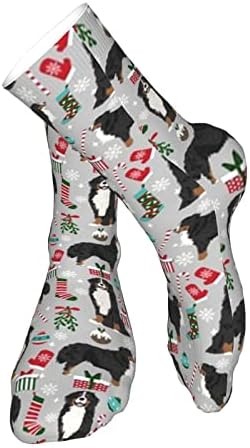chegna Bernese Dağ Köpeği Irkı Noel Çorapları Evcil Hayvan Severler Tatil Gri Atletik Çoraplar Spor Koşu Buzağı Çorapları