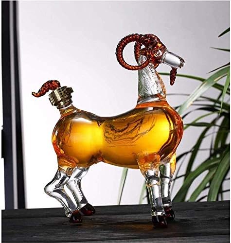 Viski sürahi Viski şişesi Keçi cam Şişe, hayvan koyun el üflemeli uzun borosilikat cam Cam Şişe Şeffaf Şişe, 1000