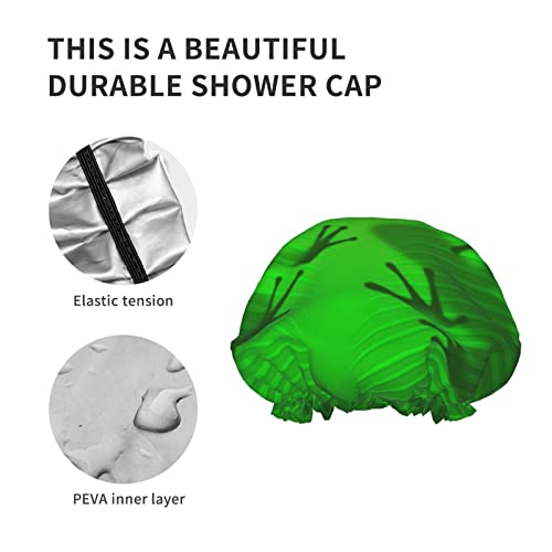 Kadınlar Kullanımlık Streç Hem Saç Şapka Tropikal Kurbağa Gölge Yaprak Çift Katmanlar Su Geçirmez Duş Başlığı banyo