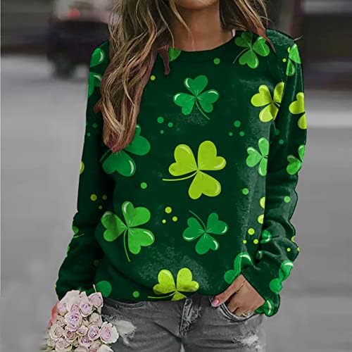 Aziz Patrick Günü Gömlek Kadın Artı Boyutu Bahar Üstleri Grafik Tees Rahat Crewneck Tişörtü Sevimli Kawaii Giysileri