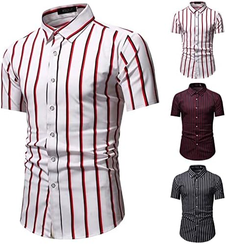 XXBR Vintage Gömlek Erkekler ıçin Çizgili Kısa Kollu havai gömleği Yaz Düğme Aşağı T Gömlek Rahat-Fit Rahat Plaj Tops