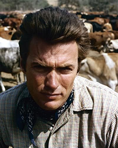 Clint Eastwood, trail boss Rowdy Yates olarak 1960'ların batı Ham Deri 5x7 inç fotoğrafı