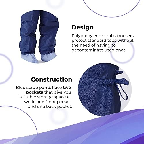 Kadınlar ve Erkekler için AMZ Medical Supply Tek Kullanımlık Pantolon XX-Large, Koyu Mavi Tek Kullanımlık Giyim Altları