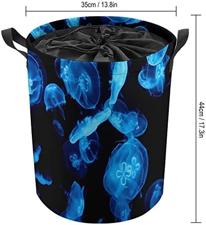 Sucul Denizanası 42L Yuvarlak çamaşır sepeti Katlanabilir Giysi Sepetleri İpli Üst