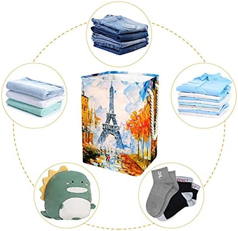 Inhomer Çamaşır Sepeti Paris Eyfel Kulesi Sanat Katlanabilir çamaşır sepetleri Firma çamaşır Kutusu giysi saklama