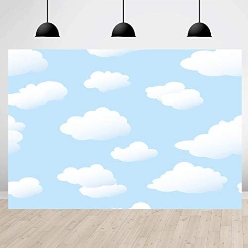 Mavi Gökyüzü Beyaz Bulut Zemin Doğum Günü Partisi Arka Planında Çocuk Fotoğraf Arka Plan Çekim Stüdyosu Sahne 5x3ft
