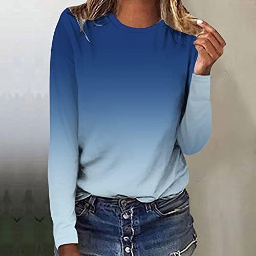 Kadınlar için uzun Kollu Gömlek Bahar Üstleri Kadın 2023 Artı Boyutu Y2k Giyim Crewneck Tişörtü Dışarı Çıkmak Rahat