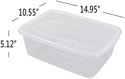 Yuright 4 Paket Kapaklı Saklama Kutuları, Plastik Mandallama Kutusu, 14 Quart