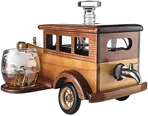 viski decantador Viski Sürahi Seti Hediye 1000 ml ile 2 Viski Taşlar Kristal Gözlük ve Eski Moda nostaljik araba Standı