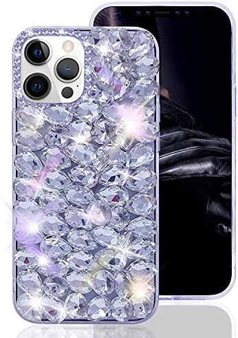 Bonitec iPhone 13 ile Uyumlu Pro Max Kılıf Kadınlar için 3D Glitter Sparkle Bling Durumda Lüks Parlak Kristal Rhinestone