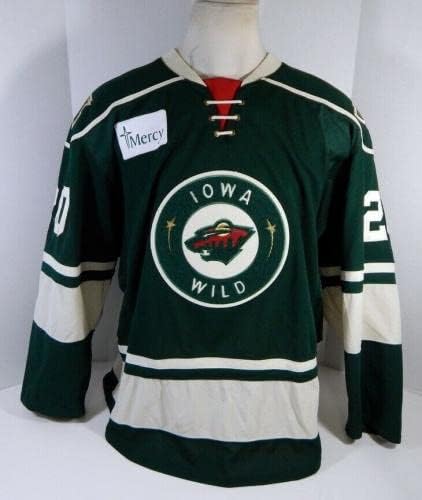 2015-16 Iowa Wild Kellan Lain 20 Oyun Kullanılmış Yeşil Forma DP15364 - Oyun Kullanılmış NHL Formaları