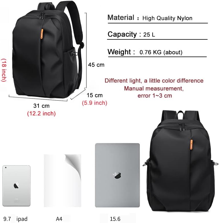 6 İnç laptop çantası Banliyö Seyahat Erkek Açık Spor Sırt Çantası Gençlik Okul Çantaları Siyah