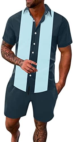 2 Parça Eşofman Kıyafetler Erkekler için Kısa Kollu 3d Baskı havai gömleği ve Kısa Setleri Vintage Hawaii Kas T Shirt