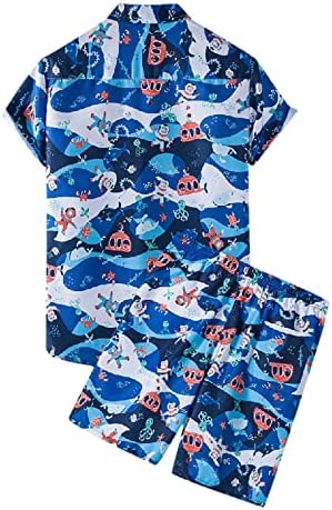Klasik havai gömleği Setleri Erkekler için Yaz Kısa Kollu Casual Düğme Aşağı T-Shirt ve şortlar Seti Tatil Takım Elbise