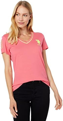 U. S. Polo Assn. V Yaka Neon Süslemeli Tişört