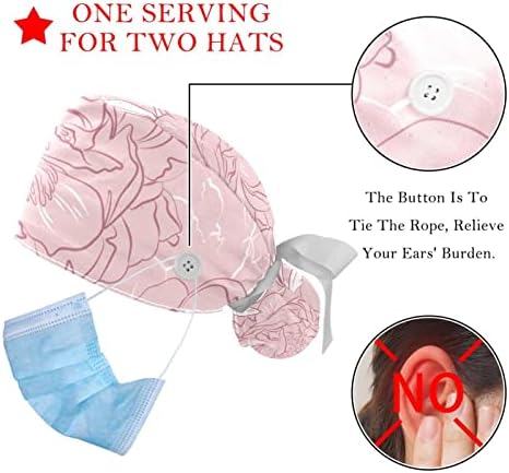 2 Paket Ayarlanabilir Çalışma Kapaklar, Düğmeli Kabarık Şapka, esnek Bant Kravat Geri Fırçalama Şapkalar Kadın Erkek