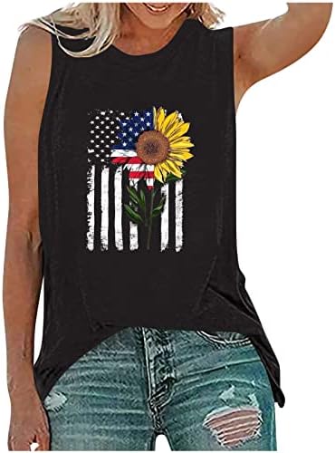 lcepcy Dördüncü Temmuz Tank Top Kadınlar Amerikan Bayrağı Baskılı Kolsuz Tees Gevşek Casual Yaz Gömlek Bluzlar