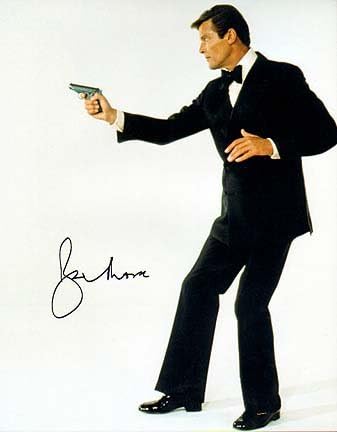 ROGER MOORE (James Bond) 11x14 Erkek Ünlü Fotoğrafı Şahsen İmzalandı