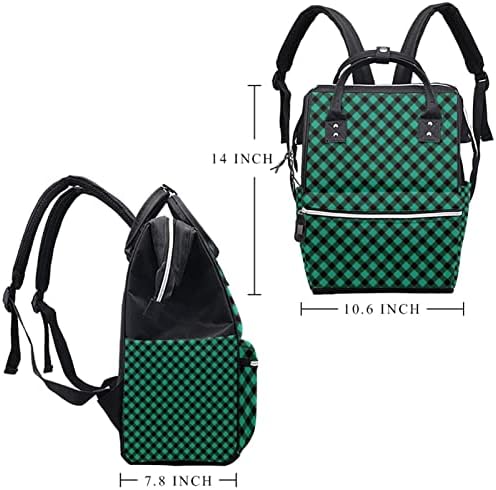 GUEROTKR Seyahat Sırt çantası, Bebek bezi çantası Sırt Çantası, Bebek bezi Sırt çantası, Ekose Vintage Sanat Yeşil