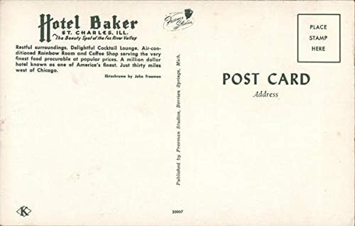 Otel Baker St. Charles, Illınoıs IL Orijinal Vıntage Kartpostal