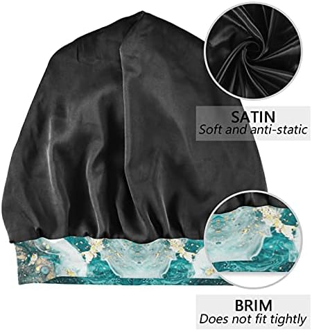 Kafatası Kap Uyku Kap Çalışma Şapka Bonnet Beanies Kadınlar için Okyanus Deniz Yıldızı Mermer Çizgili Yeşil Altın