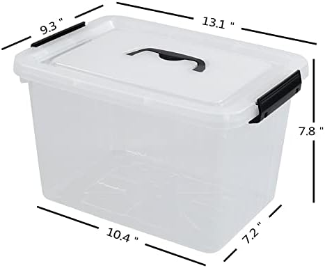 Saplı Utıao 12 Quart Plastik Kutu, Şeffaf Mandallı Saklama Kutusu, 1 Paket