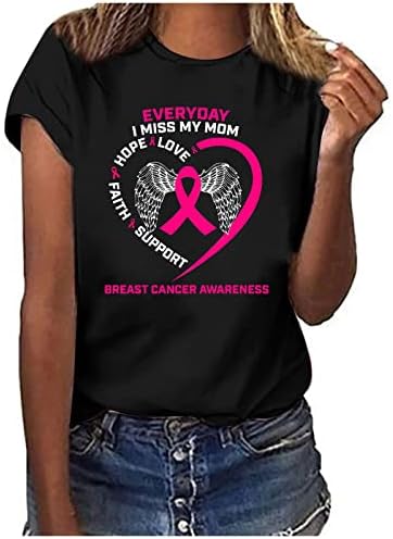 Bayan Sevimli Meme Kanseri Bilinçlendirme Tee Gömlek Gevşek Kollu Sonbahar Üstleri 2022 Ekim ayında Giyiyoruz Domuz