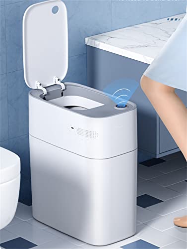 ZHAOLEI Otomatik Torbalama sensörlü çöp kovası Can, 14L Ev Tuvalet Mutfak Akıllı çöp tenekesi Dar Banyo Çöp