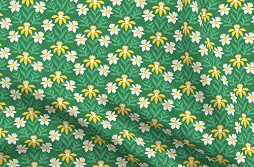Spoonflower Kumaş-Yeşil Vintage Çiçekler Çiçek Bahar Yaz Baskılı Petal İmza Pamuk Kumaş Bahçesinde tarafından-Dikiş