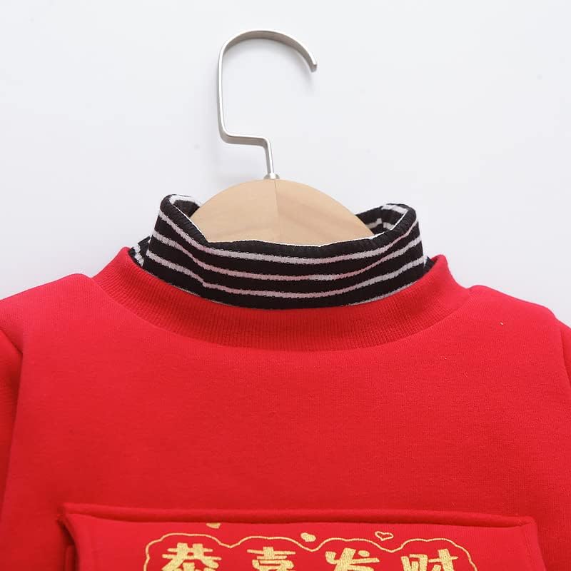 Yürümeye başlayan Tavşan Yılı Çin Zodyak Kırmızı Tişörtü Çin Rüzgar Yeni Yıl Giysileri Uzun Kollu Tişörtü Erkek