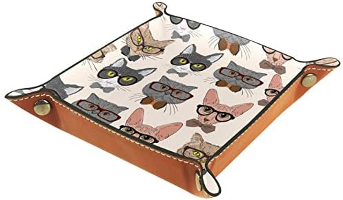 Lyetny Karikatür Kediler Organizatör Tepsi saklama kutusu Başucu Caddy Masaüstü Tepsi Değişim Anahtar Cüzdan bozuk