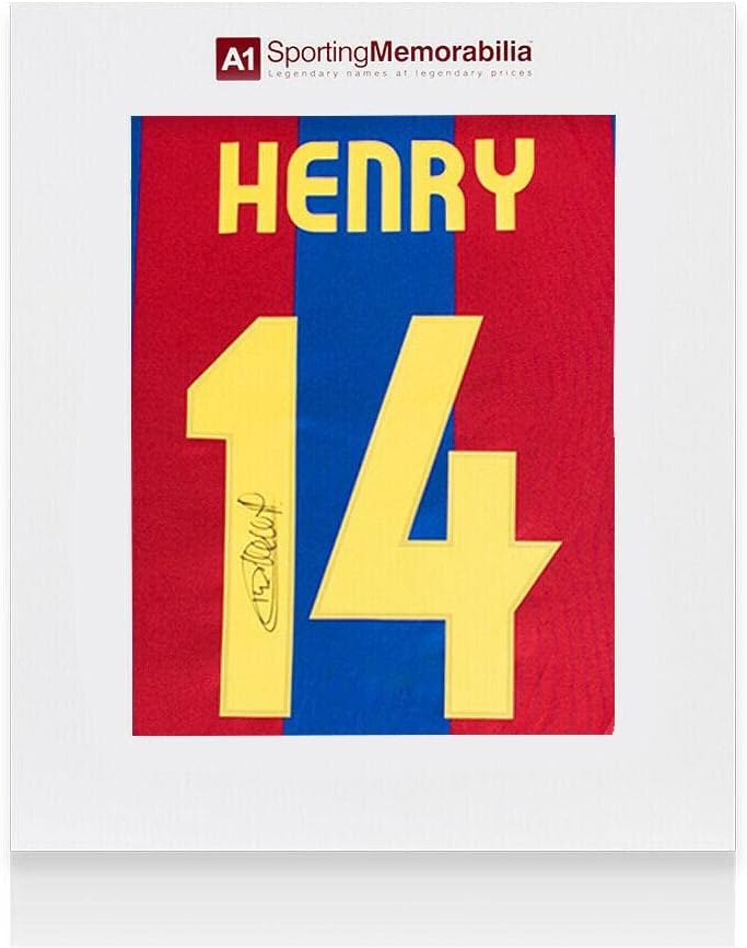 Thierry Henry İmzalı Barcelona Forması-Retro, 14 Numara-Hediye Kutusu İmzalı-İmzalı Futbol Formaları