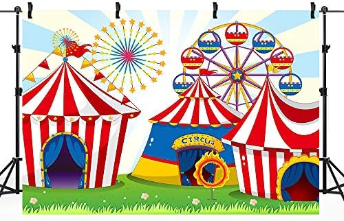Rıyıdecor Sirk Karnaval Zemin Kumaş Polyester Dönme Dolap Kırmızı Çadır 7 W x 5 H Ayaklar Karikatür Çocuk Fotoğraf