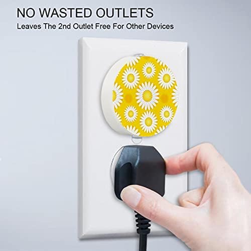 2 Paket Plug-in Gece Lambası LED Gece Lambası Papatya Çiçek Sarı Alacakaranlıktan Şafağa Sensörü Çocuk Odası, Kreş,