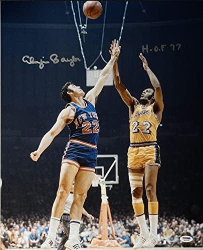Elgin Baylor NBA LA Lakers W / Yazıtlı HOF ' 77 İmzalı 16x20 Fotoğraf PSA 4A20951-İmzalı NBA Fotoğrafları