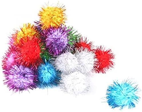 21 Adet Glitter Ponponlar Topları Cicili Bicili Pom Poms Kedi Ponpon Topu Kedi İnteraktif Oyuncak Yumuşak Kedi Yavrusu