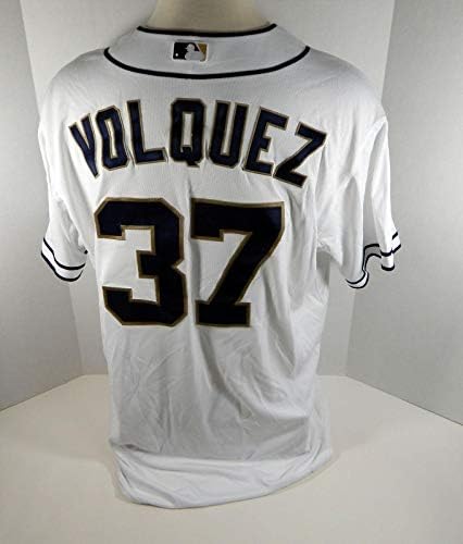San Diego Padres Edinson Volquez 37 Oyun Tarafından Verilen Beyaz Forma - Oyun Kullanılmış MLB Formaları