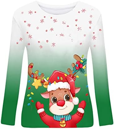 En iyi Noel Egzersiz Tops Merry Christmas T Shirt Kadın Baskı Noel Ağacı Tee Üstleri Mektup Baskı Uzun Kollu