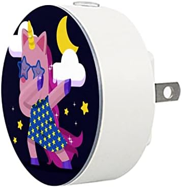 2 Paket Plug-in Gece Lambası LED Gece Lambası Donanma Unicorn Alacakaranlıktan Şafağa Sensörü Çocuk Odası, Kreş, Mutfak,