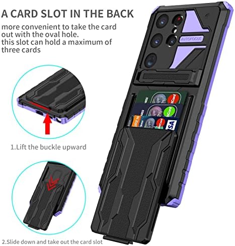 Kart Paketi Tutuculu Samsung Galaxy S23 Ultra Kılıf ile Uyumlu Arka Kapak, Askeri Sınıf Koruma Ağır Hizmet Tipi Darbeye