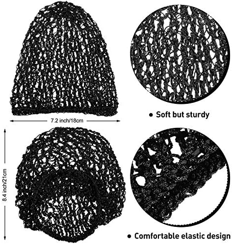 Gıugu 3 Adet Örgü Saç Net Rayon Tığ Saç Ağları Örgü Snood Şapka Tığ İşi Uyku Kap (Siyah, Gök Mavisi, Mor)