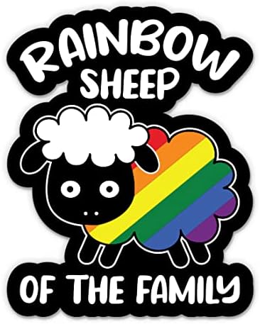 Gökkuşağı Koyun Aile Komik Eşcinsel Gurur Etiket-3 laptop etiketi-Su Geçirmez Vinil Araba, Telefon, Su Şişesi-LGBT