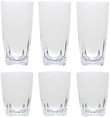 QG Şeffaf Akrilik Plastik 16 ve 26 oz Su Bardağı Kare Tabanlı Bardak 6'lı Set