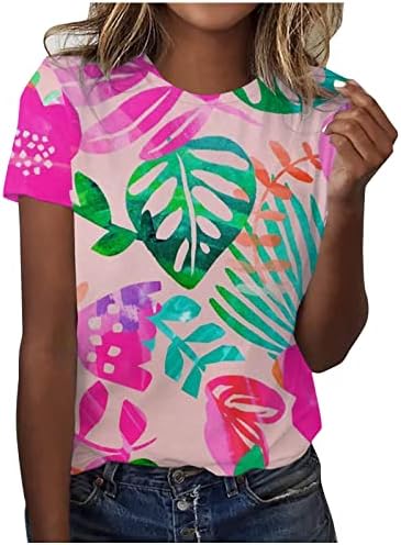Kadınlar için gömlek Moda Grafik Tee, Yaz Dışarı Çıkmak Kadınlar için Tops Kısa Kollu Tunik Bluzlar Rahat Plaj Hawaii