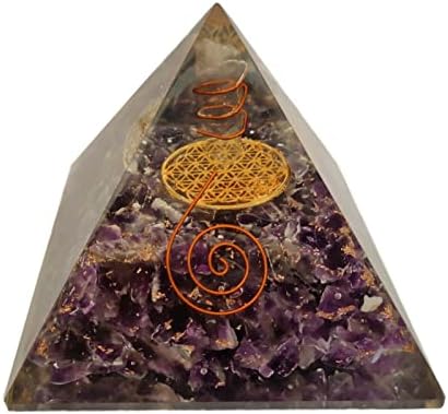 Sharvgun 125-130MM Süper Büyük Piramit Mor Ametist Çiçek orgonit piramidi Şifa Kristal Reiki Çakra Yedi Çakra Kolye