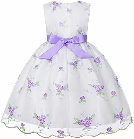 KAGAYD Resmi Elbise Kızlar için İşlemeli İlmek Elbise Örgü Prenses Küçük Kızlar Yaz İşlemeli Örgü Tutu Elbise (B,