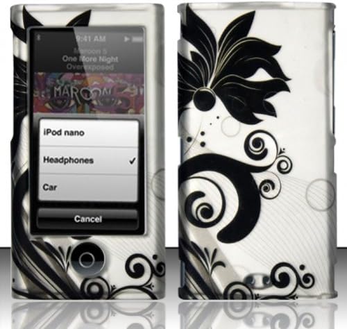 Apple iPod Nano 7 için-Lastikli Tasarım Kapak-Siyah Sarmaşıklar